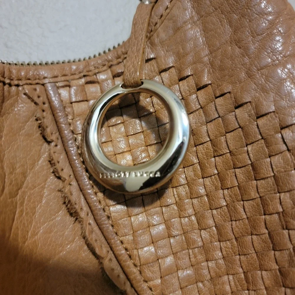 Elliott Lucca Womans Tan Braided Leather Hobo Bag Medium Size